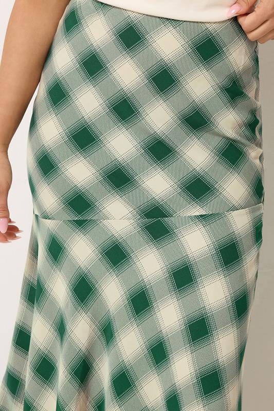 PixieGirl Petite Women's Dark Green Blurred Check Maxi Skirt | PixieGirl 5