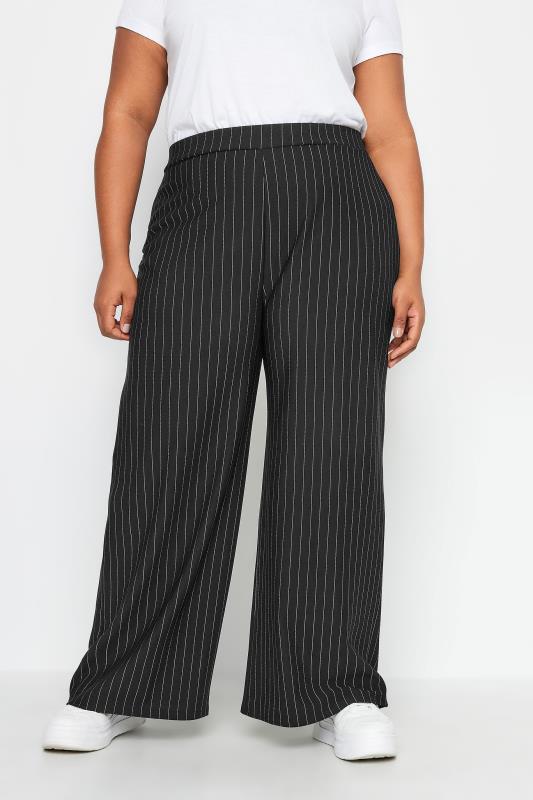 Plus Size Black Super Wide Leg Palazzo Trousers | Yours Clothing
