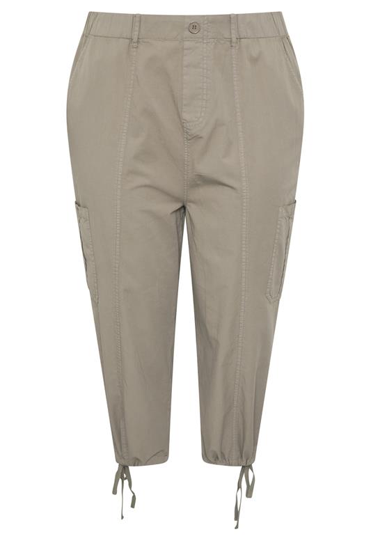 YOURS Plus Size Brown Cropped Cargo Trousers | Yours Clothing 5