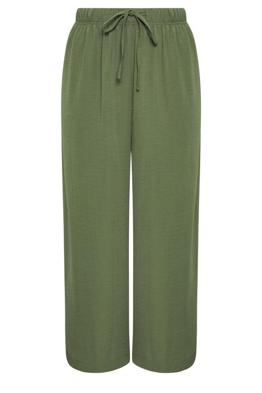 YOURS Plus Size Olive Green Twill Wide Leg Trousers | Yours Clothing 5