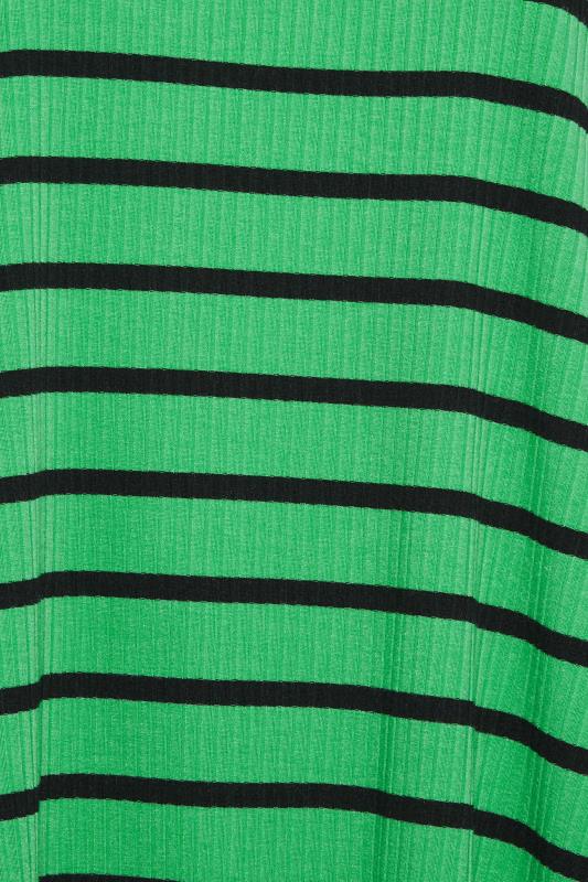 YOURS Curve Plus Size Green Stripe Ribbed Swing T-Shirt | Yours Clothing  5