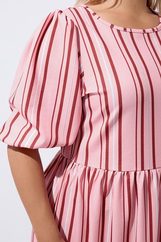 LIMITED COLLECTION Plus Size Pink Stripe Peplum Dress | Yours Clothing 4