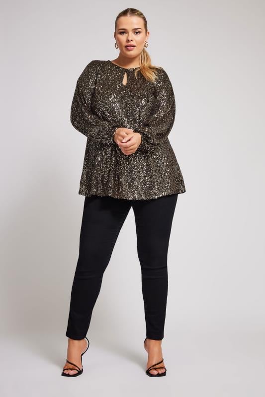 Black and gold plus size tops hotsell