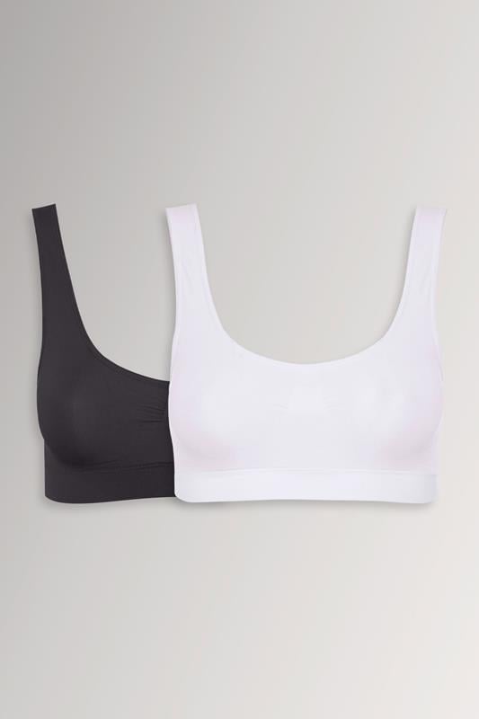  YOURSET 2 PACK Curve White & Black Seamless Non-Padded Non-Wired Bralettes