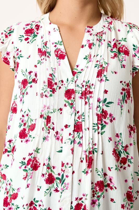 YOURS Plus Size White Floral Sleeveless Pintuck Top| Yours Clothing 4