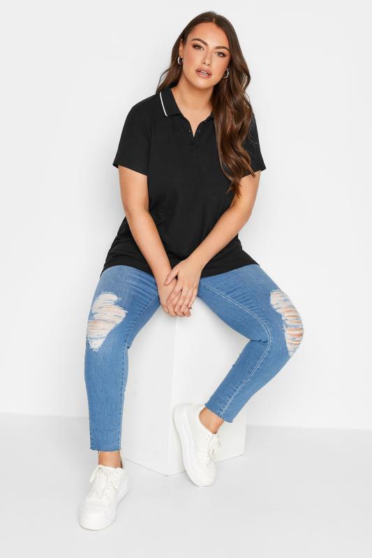 YOURS 2 PACK Plus Size Black & White Polo Top | Yours Clothing 3