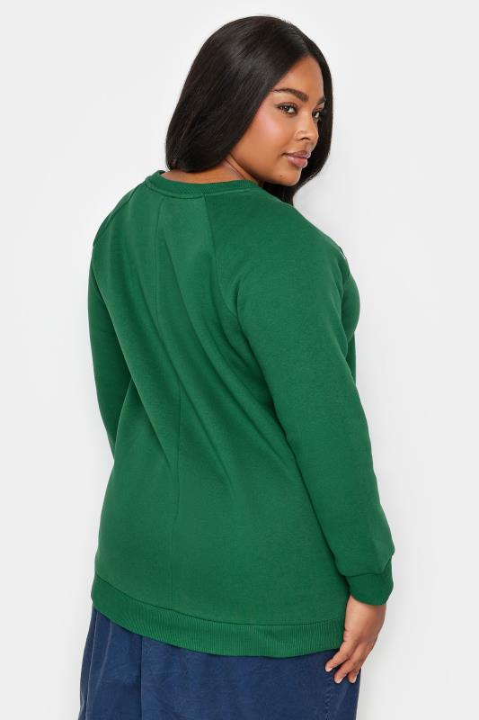 YOURS Curve Pine Green Eyelet Detail Sweatshirt | Yours Clothing 3