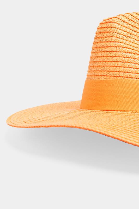 Orange Straw Fedora Hat 4