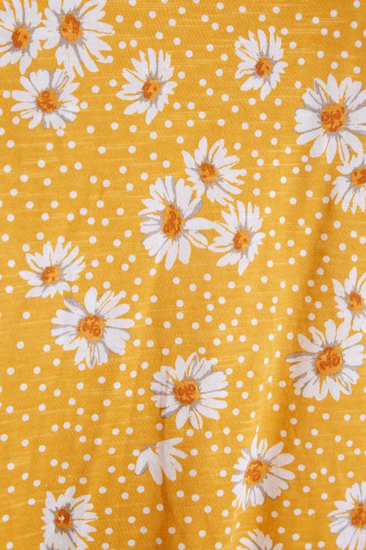 Plus Size Yellow Daisy Floral Print Lace Detail Bubble Hem T-Shirt | Yours Clothing 5