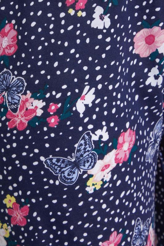 Petite Navy Blue 'Dreamer' Floral Print Pyjama Set | PixieGirl  5
