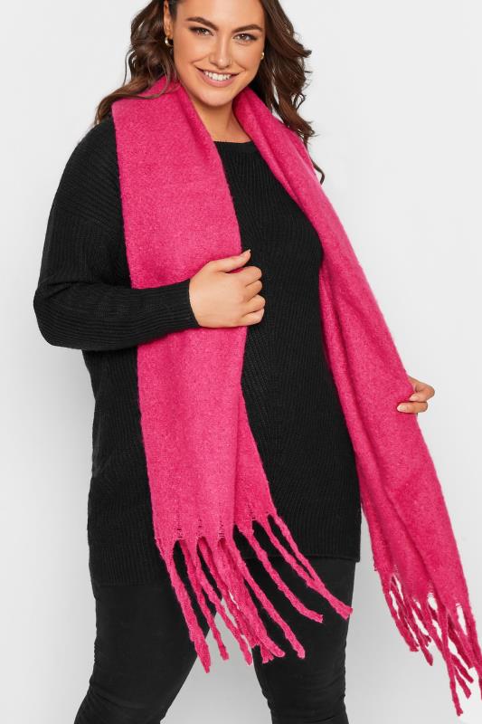 Plus Size  Hot Pink Super Soft Chunky Tassel Scarf