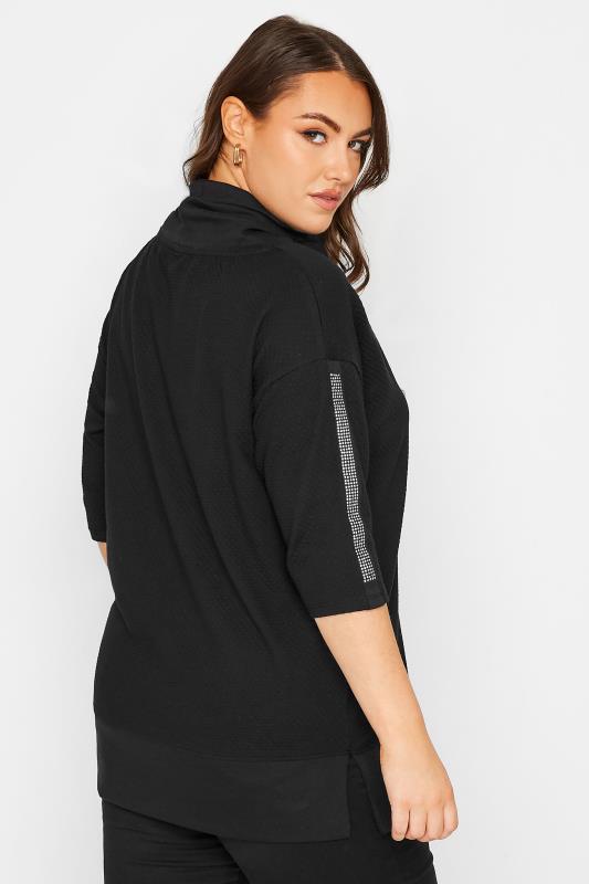 Plus Size Black Stud Sleeve Sweatshirt | Yours Clothing 3