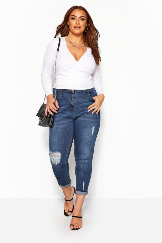 plus size distressed mom jeans