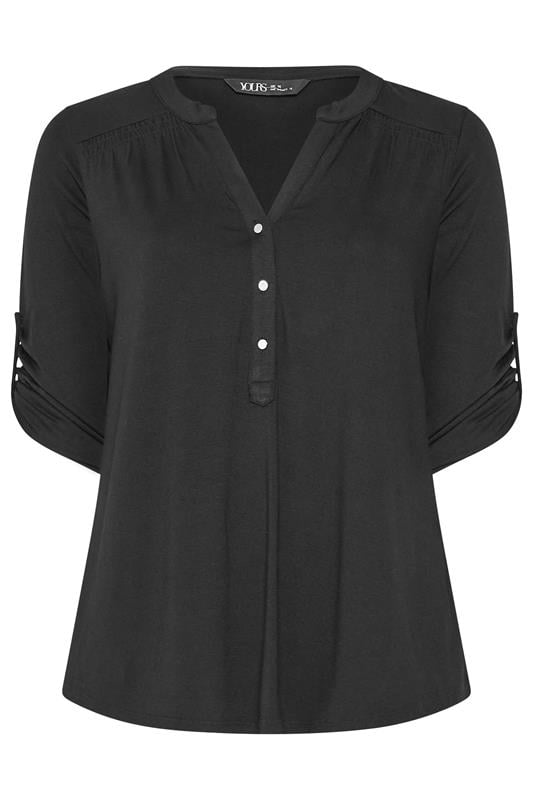 YOURS Plus Size Black Placket Shirt | Yours Clothing 5