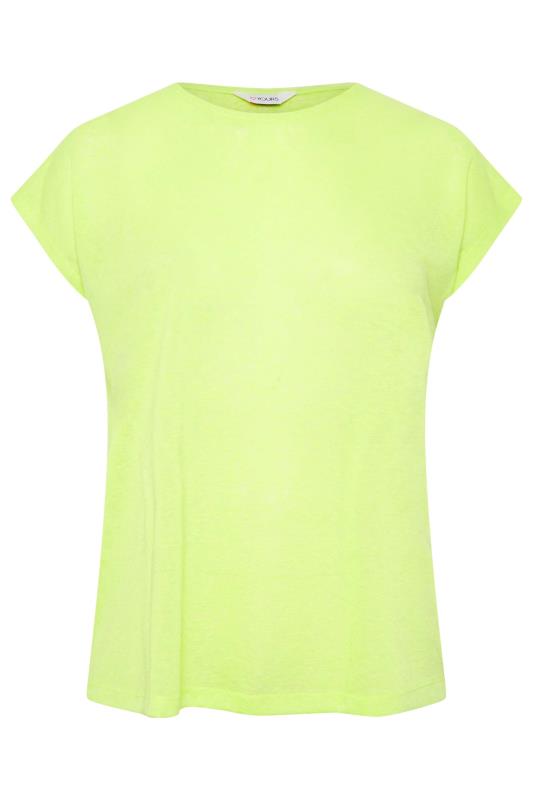 YOURS Curve Plus Size 2 PACK Lime Green Linen Look T-Shirt | Yours Clothing  9