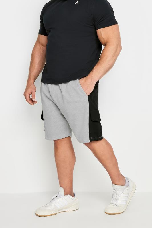 Men's  BadRhino Big & Tall Grey Colour Block Cargo Shorts