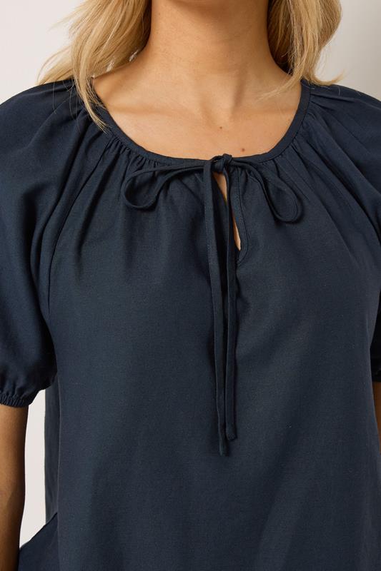LTS Tall Women's Navy Blue Linen Blouse | Long Tall Sally 5