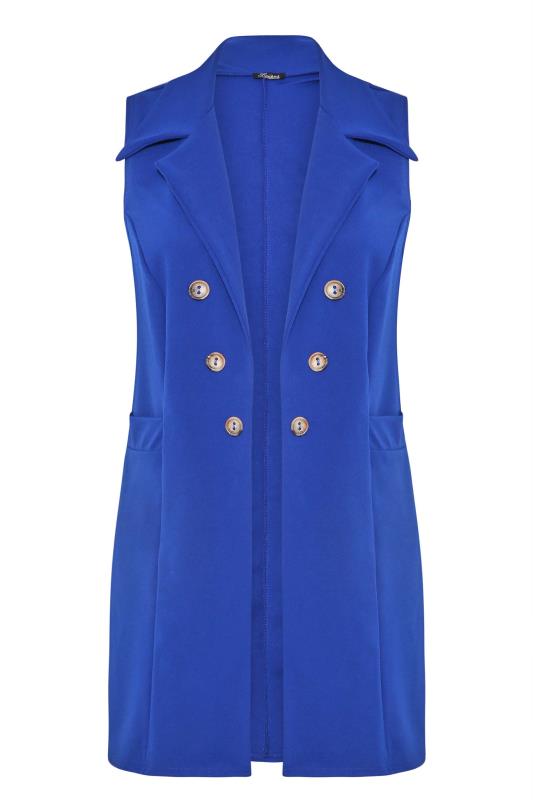LIMITED COLLECTION Plus Size Cobalt Blue Button Front Sleeveless Blazer | Yours Clothing 6