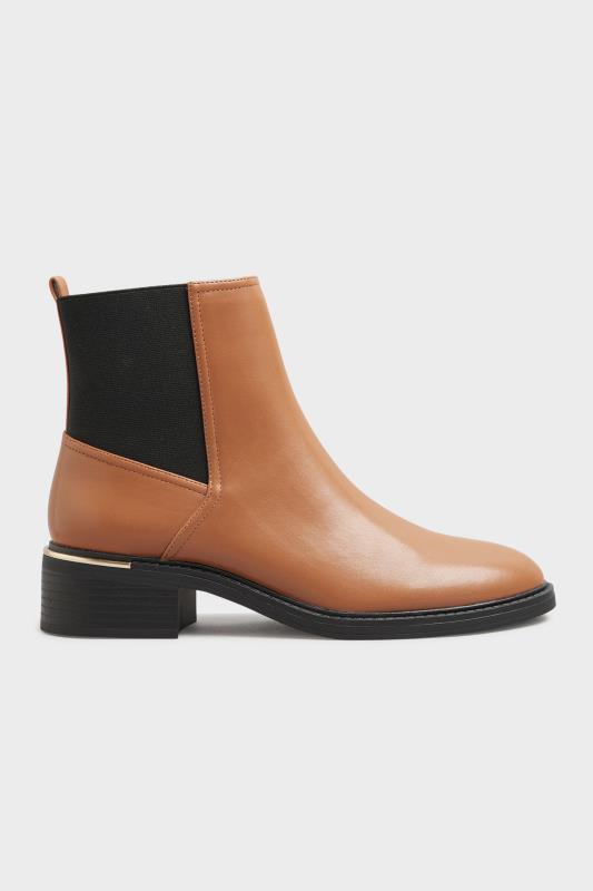 LTS Tan Brown Metal Trim Chelsea Boots In Standard Fit | Long Tall Sally  3