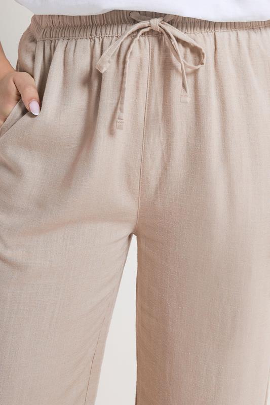 M&Co Natural Brown Wide Leg Linen Trousers | M&Co 5
