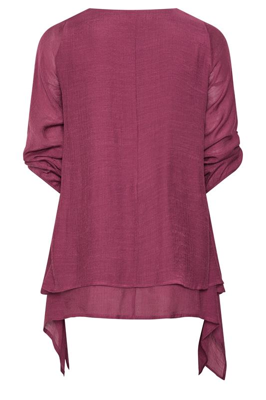 EVANS Plus Size Berry Red Double Layer Blouse | Evans 2