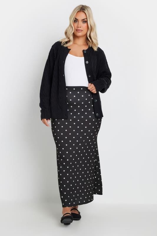 LIMITED COLLECTION Plus Size Black Polka Dot Print Maxi Skirt | Yours Clothing 2