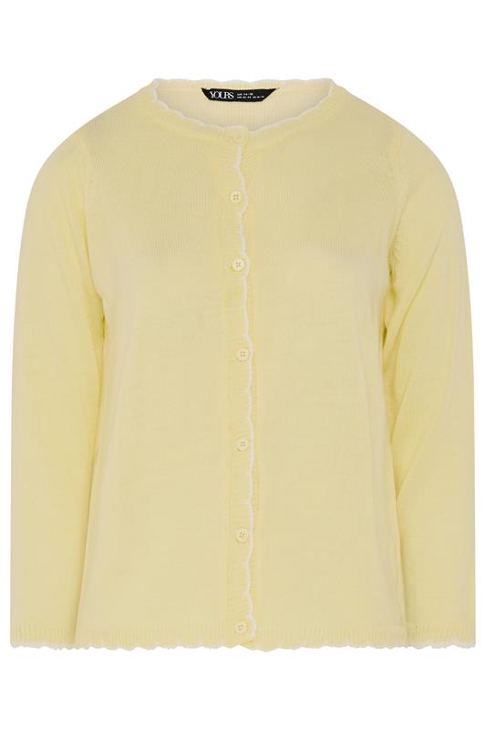 YOURS Plus Size Yellow Scallop Edge Cardigan | Yours Clothing 5