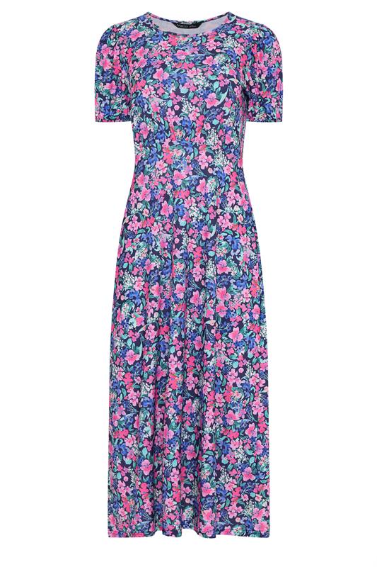 M&Co Pink Floral Short Sleeve Midi Dress | M&Co 7