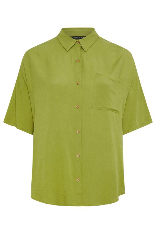 LIMITED COLLECTION Plus Size Olive Green Crinkle Shirt | Yours Clothing 5