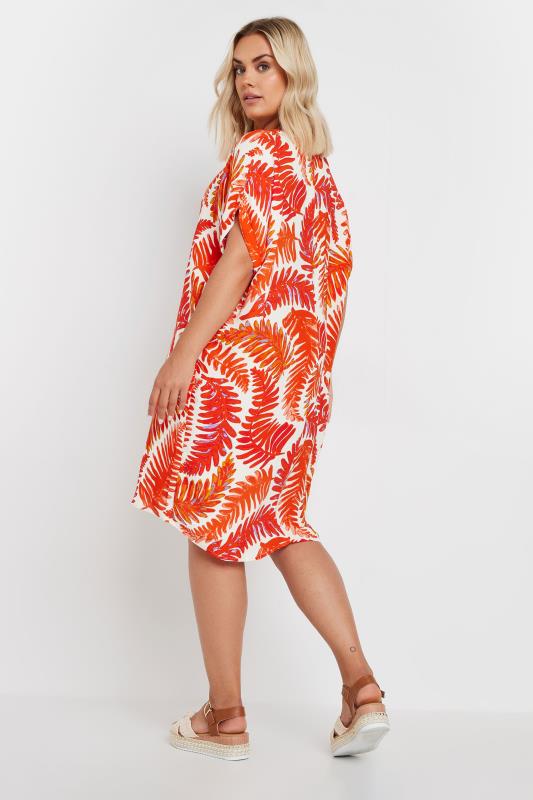 YOURS Plus Size Orange Leaf Print Tunic Dress | Yours Clothing  3