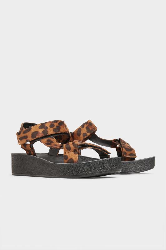 Tall  Yours LIMITED COLLECTION Black Leopard Print Sporty Platform Sandals In Extra Wide Fit