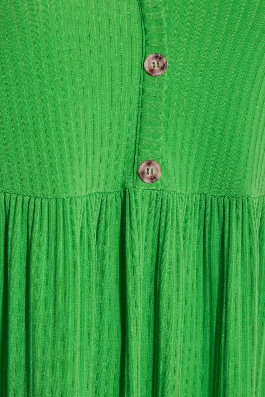 LIMITED COLLECTION Plus Size Bright Green Ribbed Peplum Midi Dress | Yours Clothing 5
