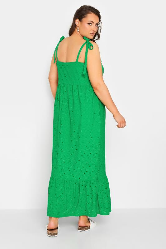 YOURS Curve Plus Size Green Broderie Anglaise Maxi Dress | Yours Clothing  3
