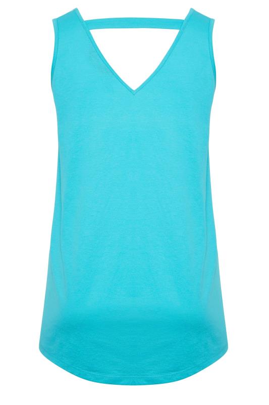 YOURS Plus Size Aqua Blue Bar Back Vest Top | Yours Clothing 7