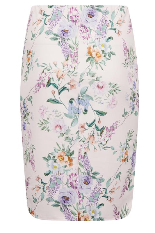 YOURS LONDON Plus Size Pink Floral Pencil Skirt | Yours Clothing 6