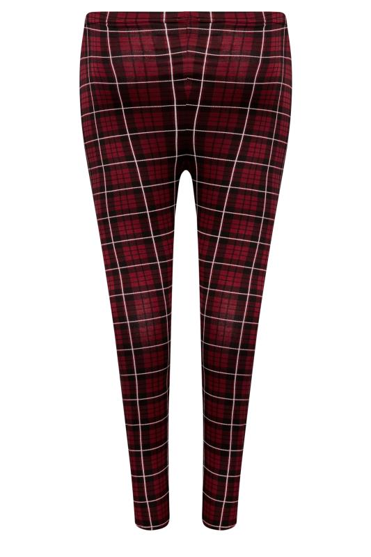 LIMITED COLLECTION Plus Size Burgundy Red Check Leggings | Yours Clothing 5