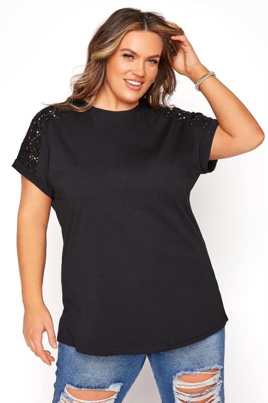 Black Broderie Anglaise Shoulder Tunic 1