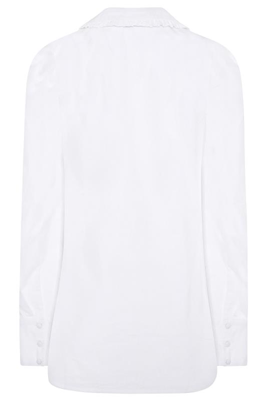 LTS White Cotton Ruffle Collar Shirt 6