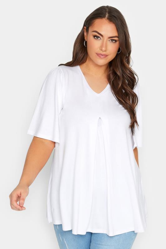 Plus Size  YOURS Curve White Pleat Front Swing Top