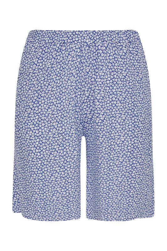 Curve Blue Ditsy Print Pull On Jersey Shorts 5