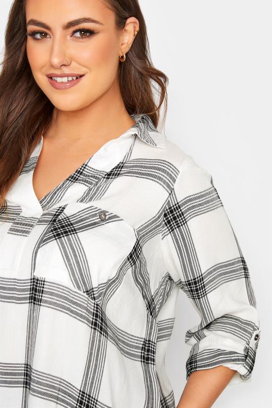 Plus Size White Check Overhead Shirt | Yours Clothing 4