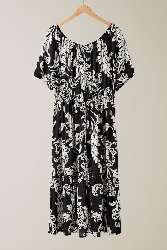 EVANS Plus Size Black Abstract Print Tiered Midi Dress | Evans  6