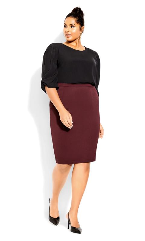  Grande Taille City Chic Ruby Red Tube Midi Skirt