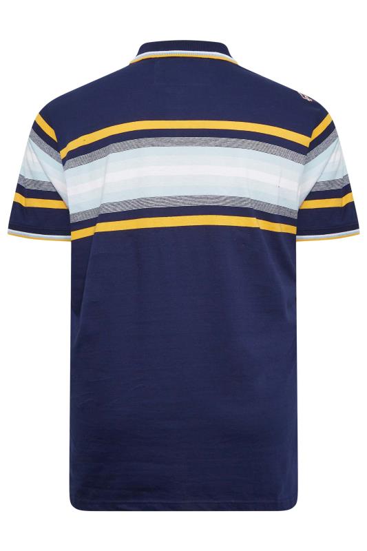 D555 Big & Tall Navy Blue Stripe Jersey Polo Shirt| BadRhino 4