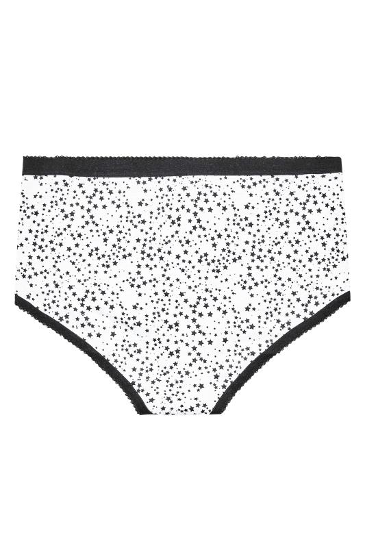 YOURS Plus Size 5 PACK Curve White Star Print High Waisted Full Briefs | Yours Clothing  5