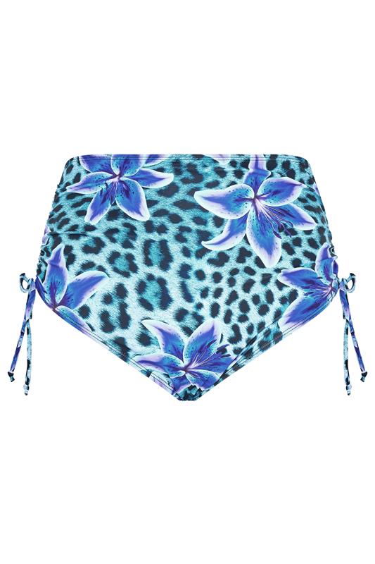 YOURS Plus Size Blue Animal High Waist Tummy Control Bikini Briefs | Yours Clothing 5