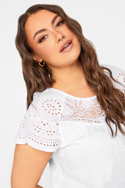 YOURS Plus Size White Crochet Lace Top | Yours Clothing 4