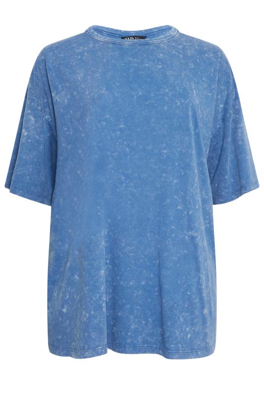 YOURS Plus Size Curve Blue Acid Wash Oversized Boxy T-Shirt | Yours Clothing  6