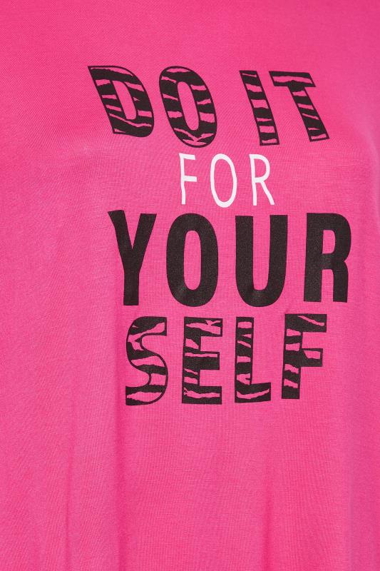 YOURS ACTIVE Plus Size Pink 'Do It For Yourself' Slogan T-Shirt | Yours Clothing | Yours Clothing 9