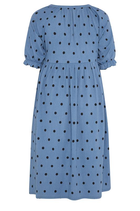 Yours Women's Plus Size Blue Polka Dot Maxi Dress Size 18-20
